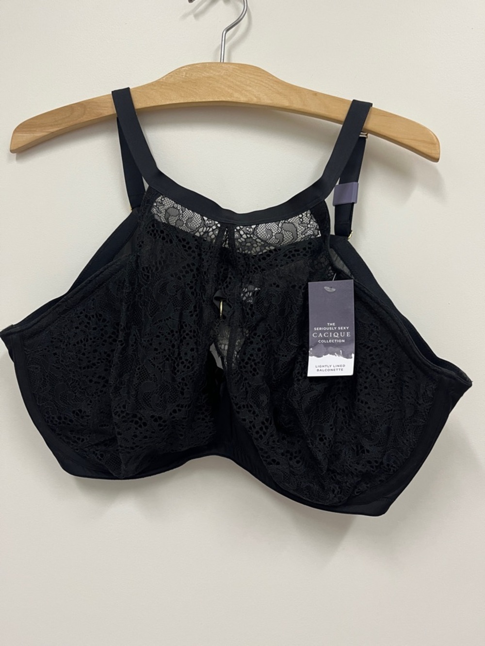 NWT Cacique Black Lace High-Neck Underwire Bra 44DD